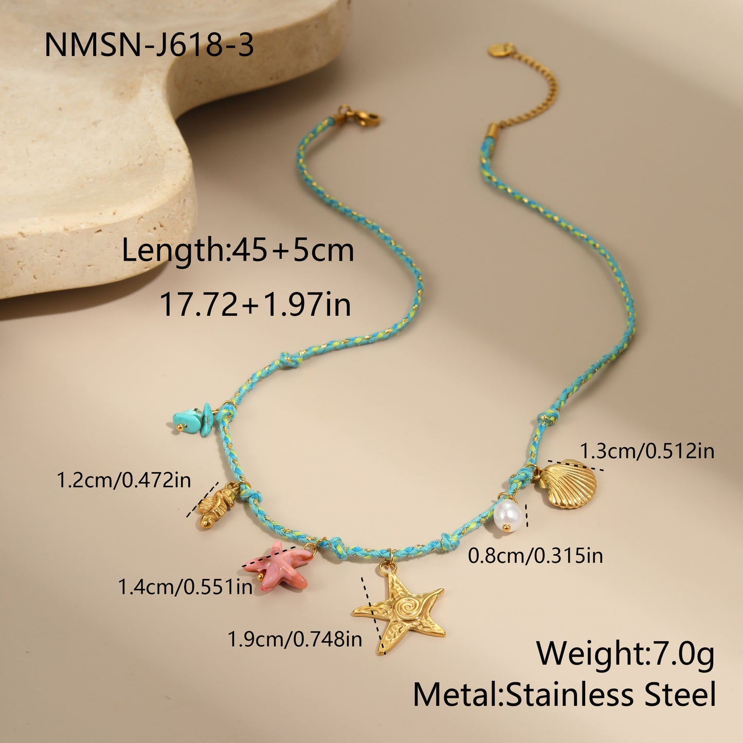 Collar Trenzado Hecho a Mano de Acero de Titanio con Colgante de Estrella y Luna para Mujer, Estilo Oficina a la Moda