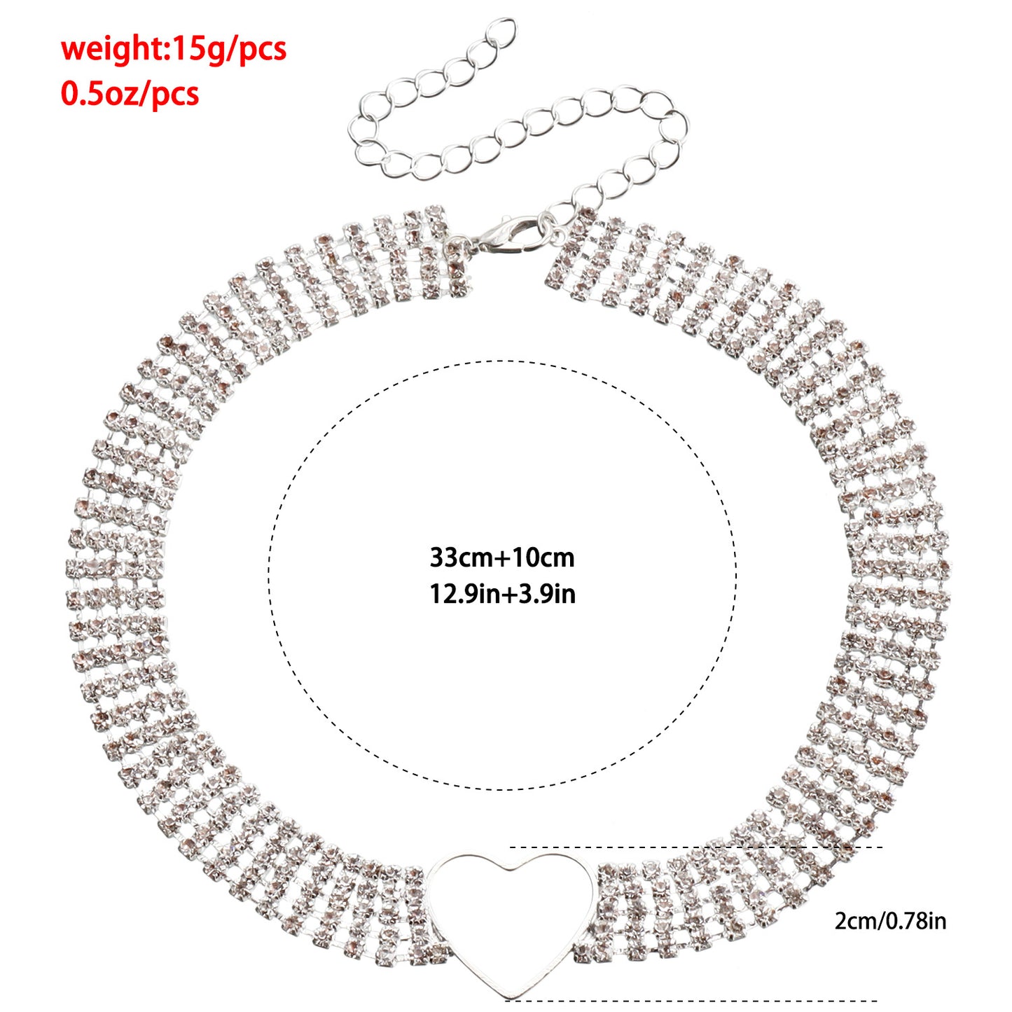 Fashionable Hollow Heart Pendant Necklace with Rhinestone Accents on Plated Metal Multi-Layer Clavicle Chain for Women
