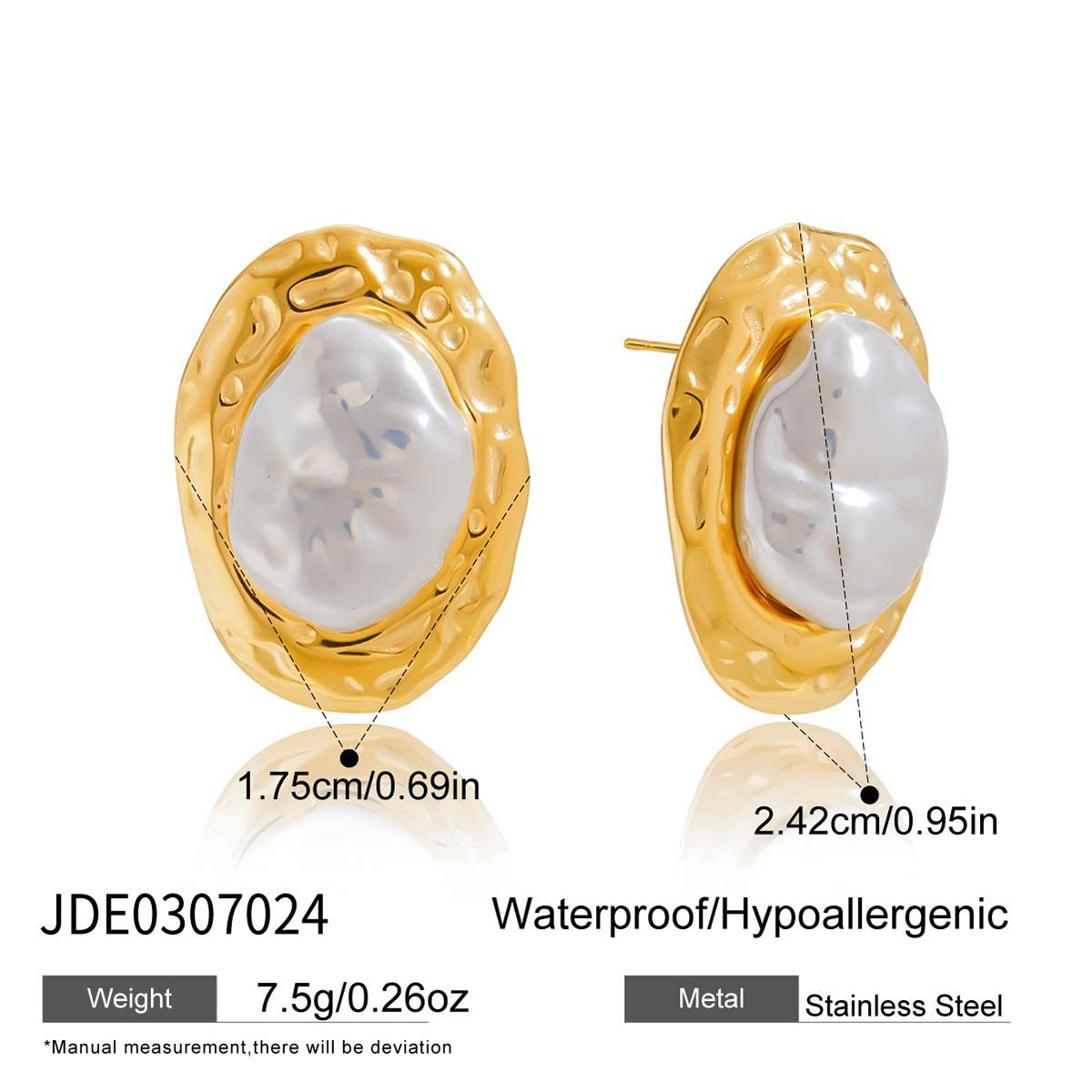 Pendientes de tuerca minimalistas geométricos de acero inoxidable con acabado chapado y adorno floral para mujer