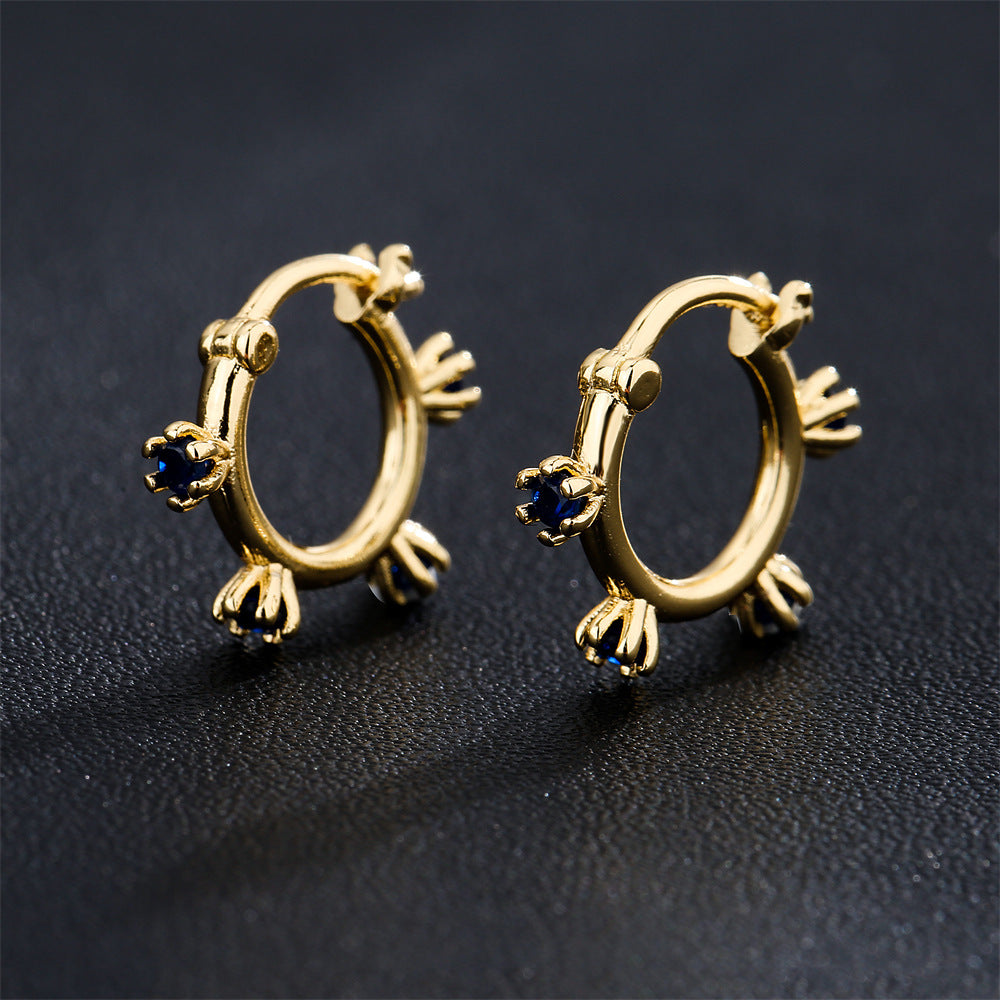 Orecchini Geometrici Minimalisti da Donna in Rame con Placcatura in Oro 18K e Zirconi AAA