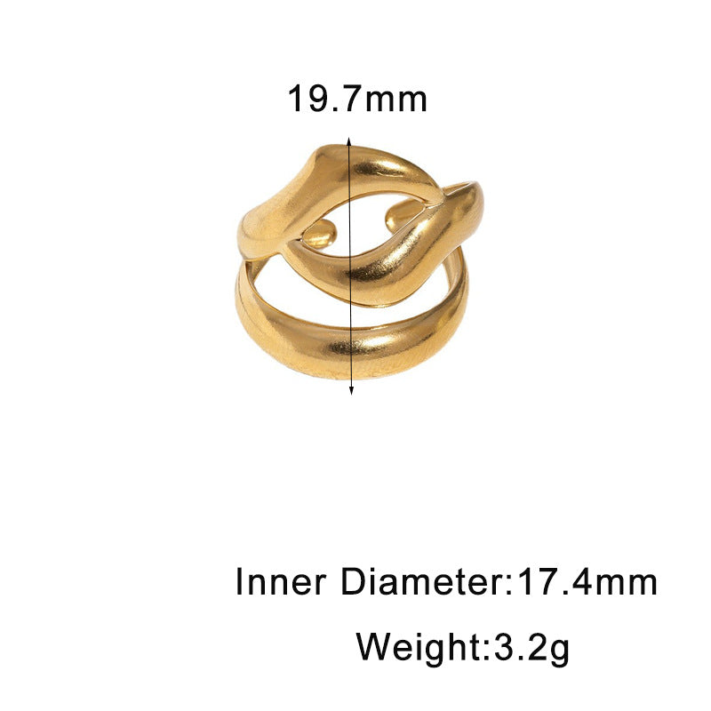 Minimalist Geometric Plated Stainless Steel Open Ring for Women