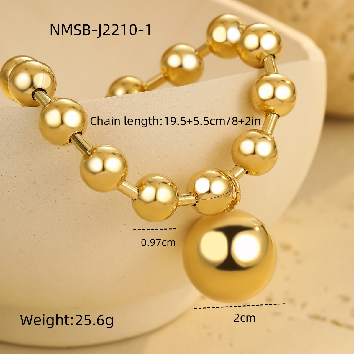 Pulsera con cuentas de acero inoxidable chapado en oro de 18 quilates con diseño de corazón minimalista de moda para mujer