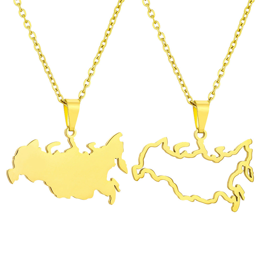 Collana con Ciondolo Geometrico Minimalista in Acciaio Inossidabile con Charm in Acciaio al Titanio e Finitura Placcata, Unisex