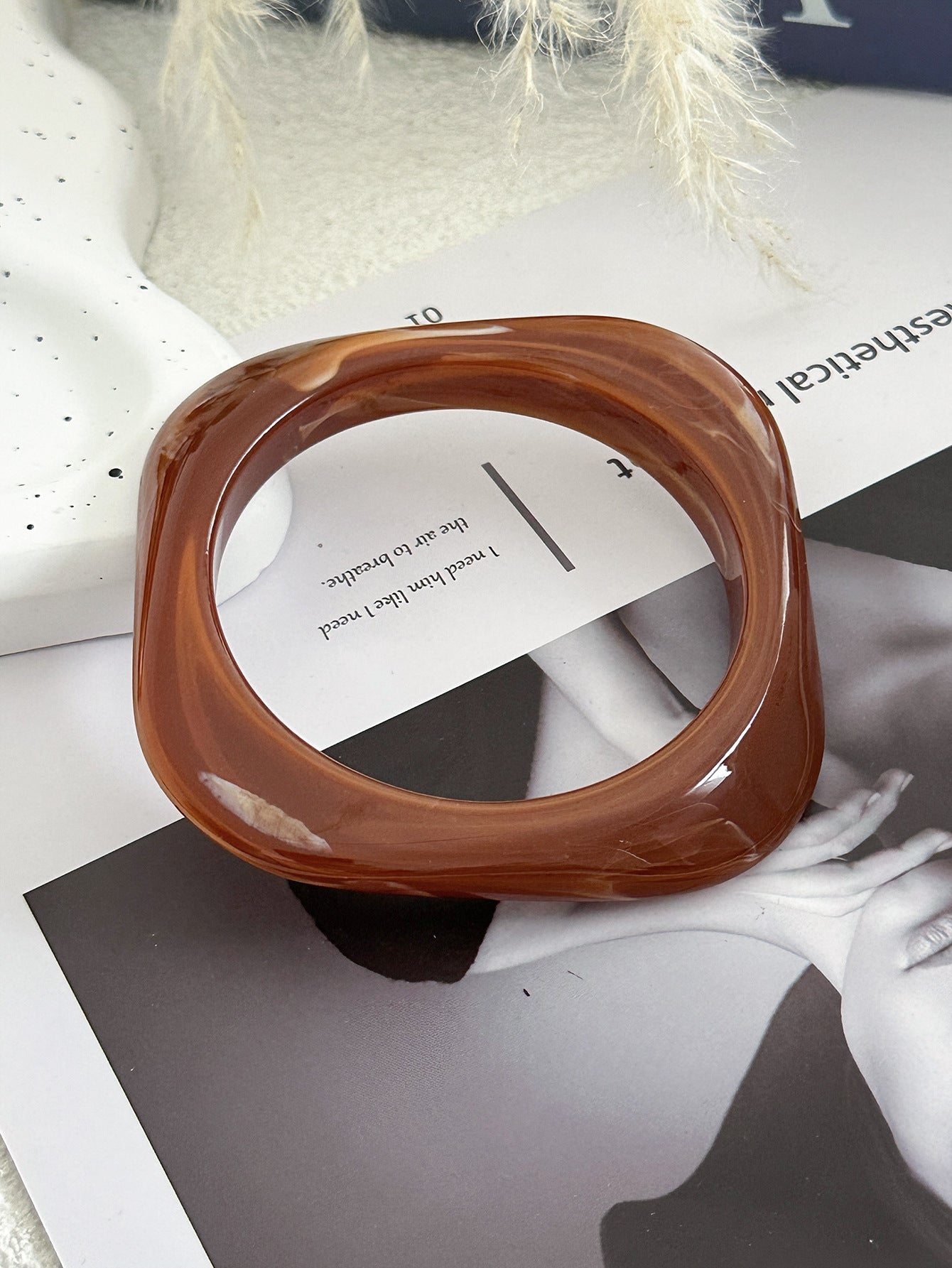 Vintage Minimalist Square Geometric Acrylic Drip Oil Gradient Bracelet