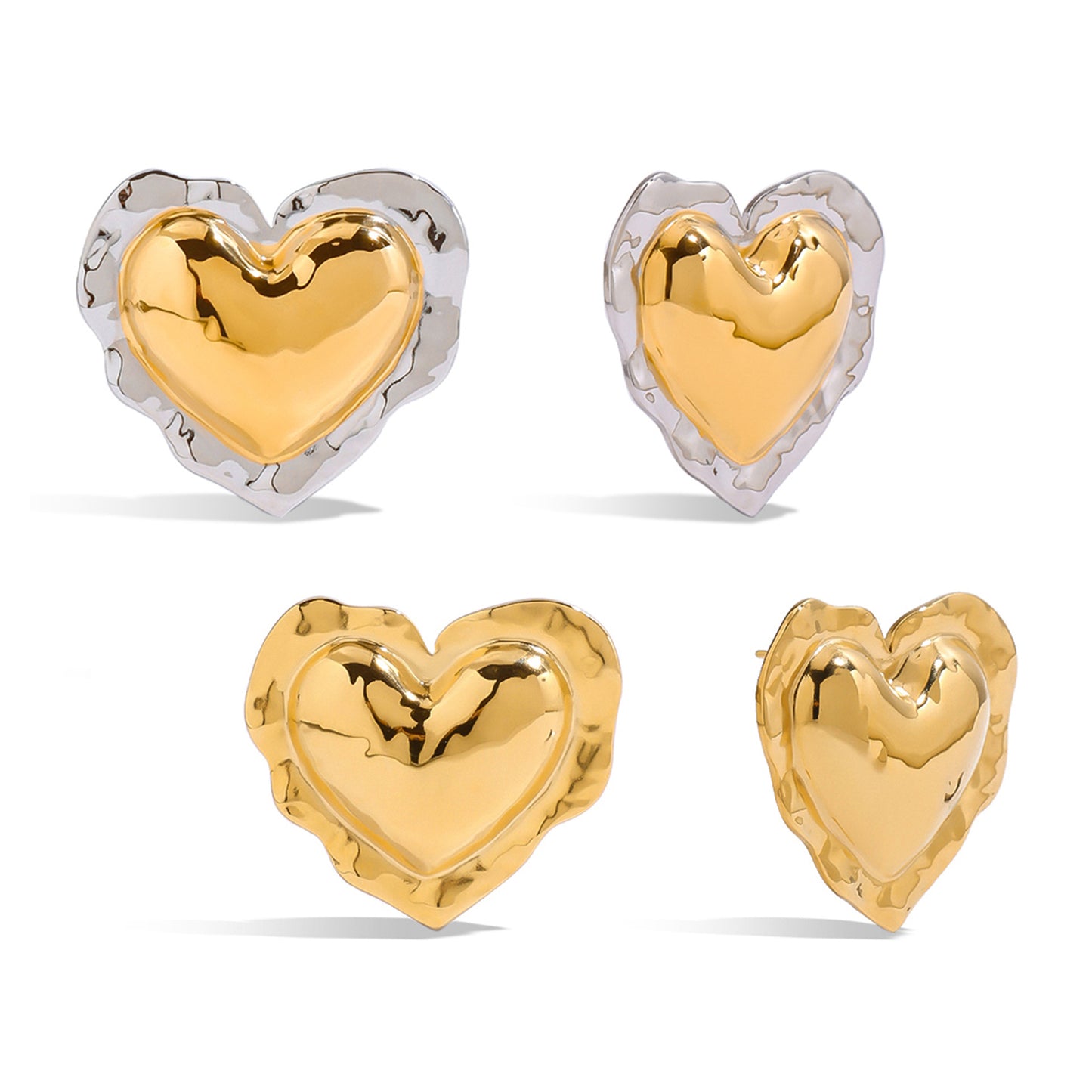 Minimalist Elegant Heart Shaped Stainless Steel and Titanium Steel Plated Stud Earrings for Women