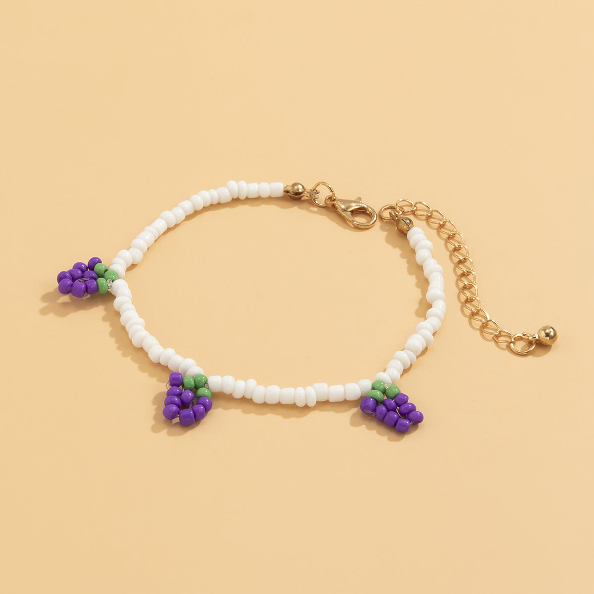 Sweet Minimalist Fruit Grape Handmade Woven Glass Bead Pendant Necklace