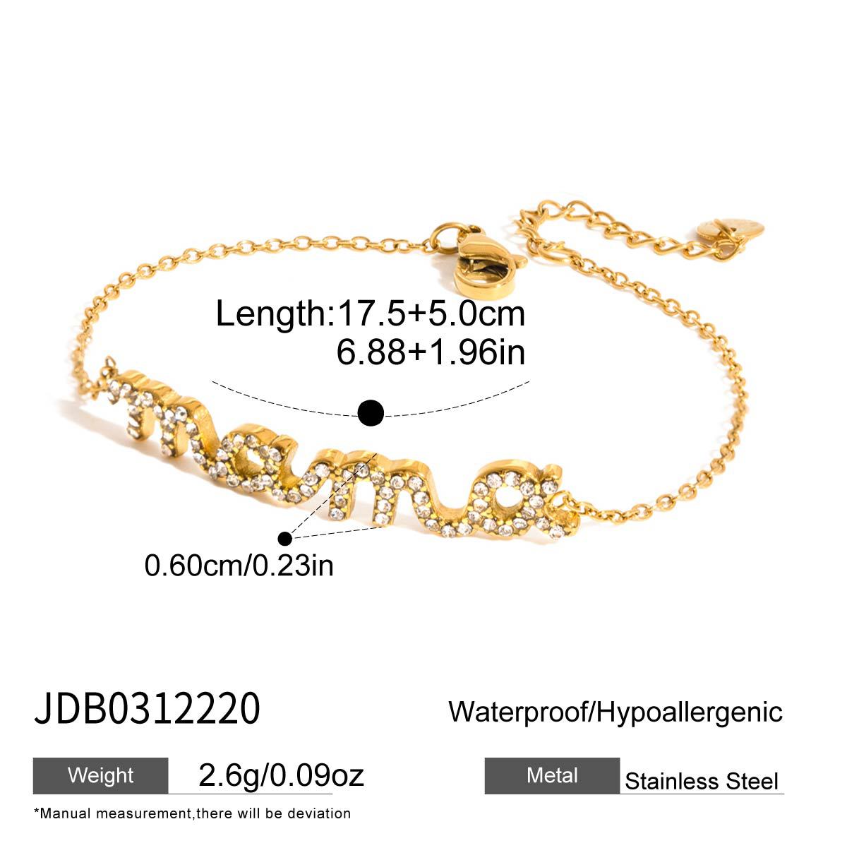Collar para mujer de acero inoxidable con letras "Mama" geométricas minimalistas y chapado en oro PVD