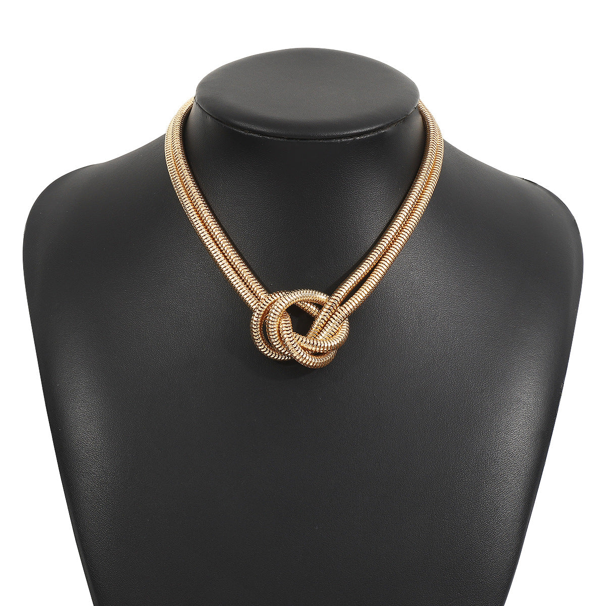 Set collana e bracciale hip hop vintage personalizzato a nodo ritorto invecchiato con placcatura in metallo bicolore