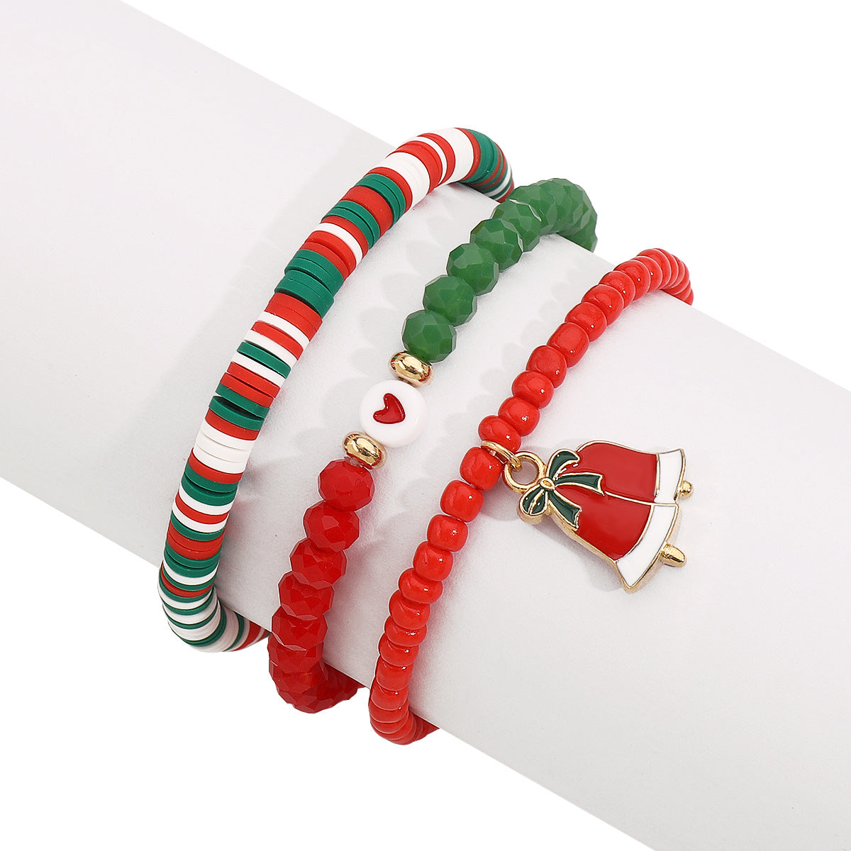 Conjunto de pulseras hechas a mano con temática navideña, con colgante de Papá Noel, de arcilla polimérica y aleación, diseño de copos de nieve, regalo navideño unisex