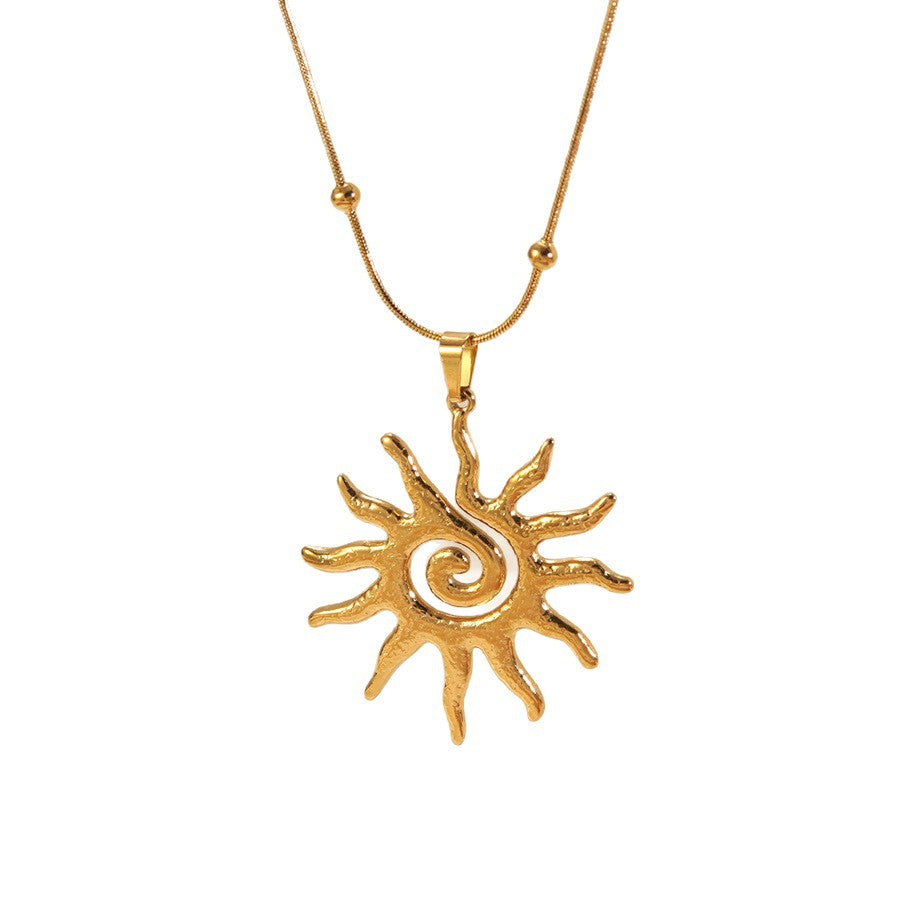 Collana da donna vintage elegante con turbina solare geometrica in acciaio inossidabile
