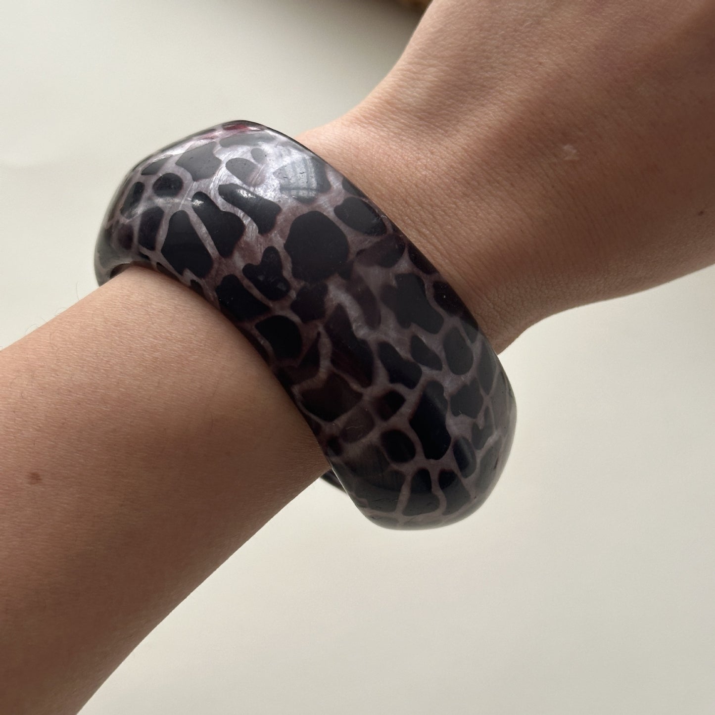 Geometric Oval Resin Plated Leopard Print Bracelet