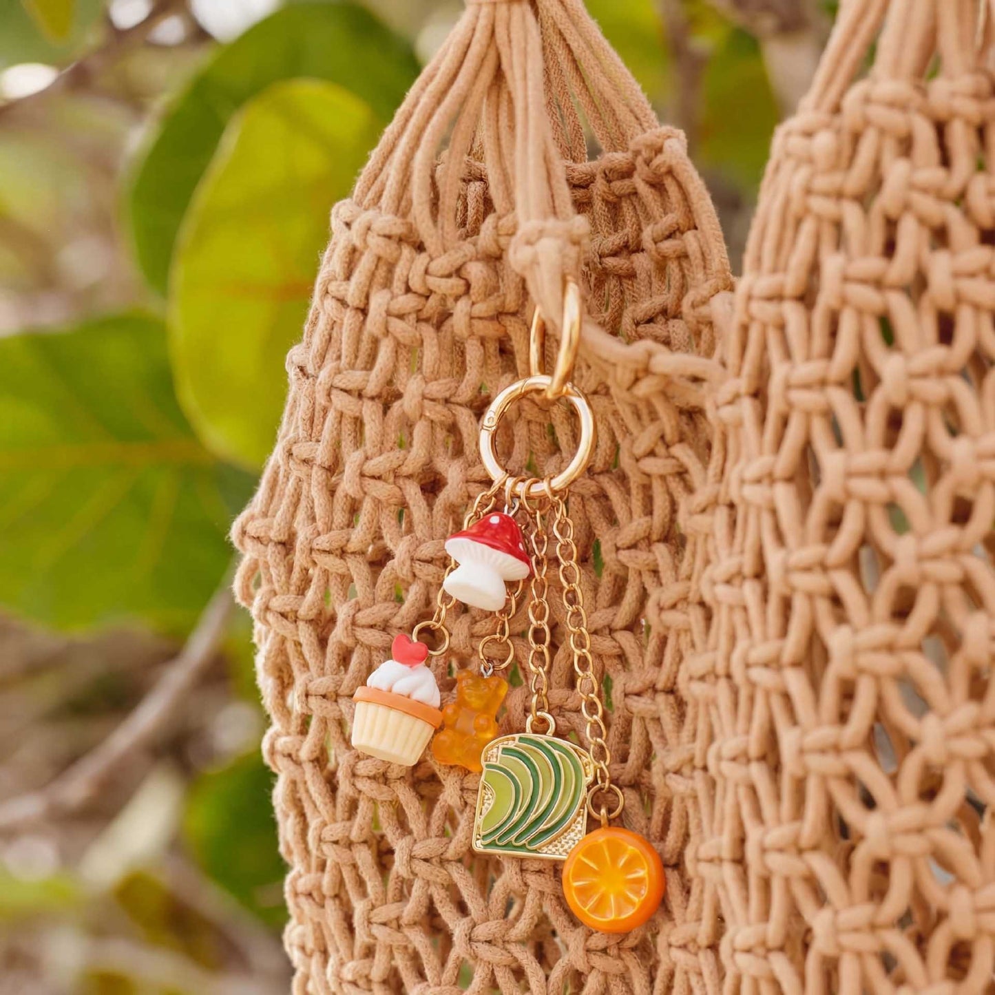 Sweet Acrylic Food Shape Bag Chain Charm with Fruit Pattern