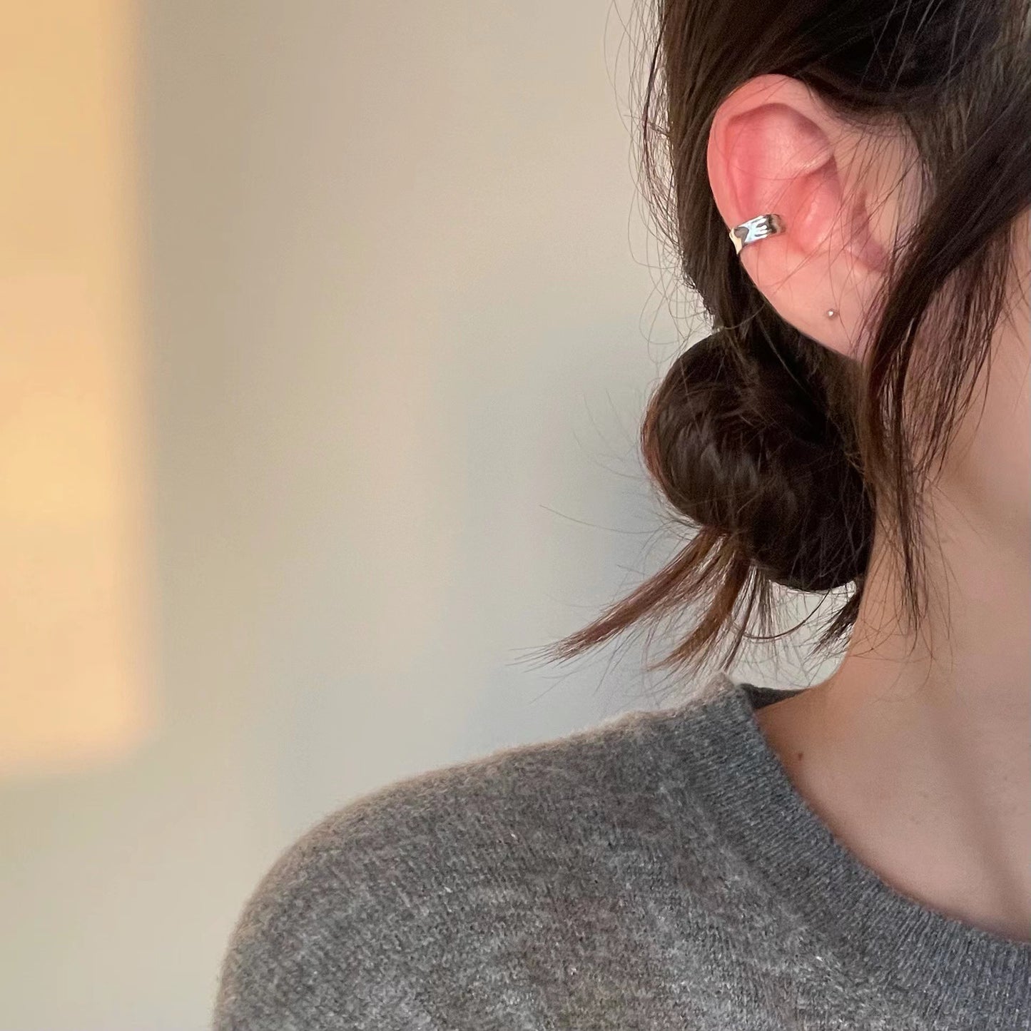 Minimalist Irregular Triangle Geometric 925 Sterling Silver Plated Earring Clip for Women
