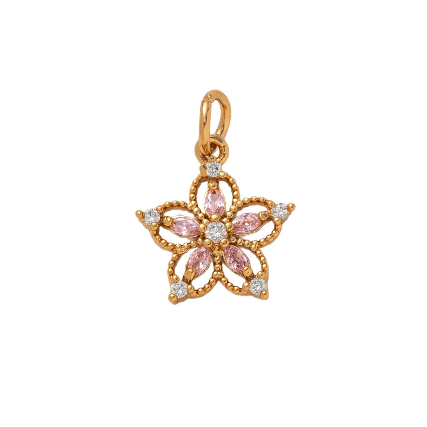 Collana da donna con ciondolo floreale a cuore a goccia in ottone placcato
