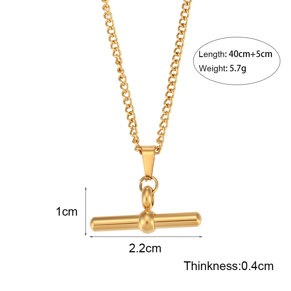 Collana a catena cubana in acciaio inossidabile geometrica minimalista con finitura galvanizzata da donna