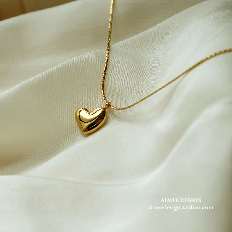 Minimalist Fashion-Commuter Heart-Shaped Titanium Steel Pendant Necklace with Twisted Chain and Plated Finish