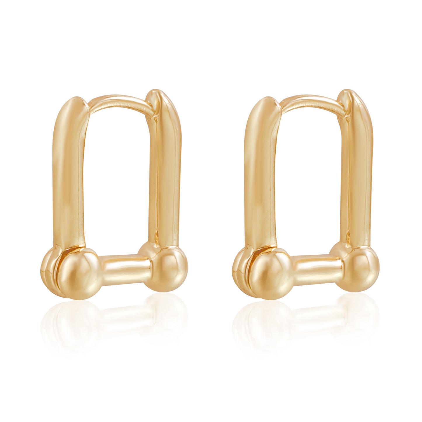 Minimalist Geometric Alloy Stud Earrings with Plated Finish for Women — Round Hexagonal Square Beveled Edges Design