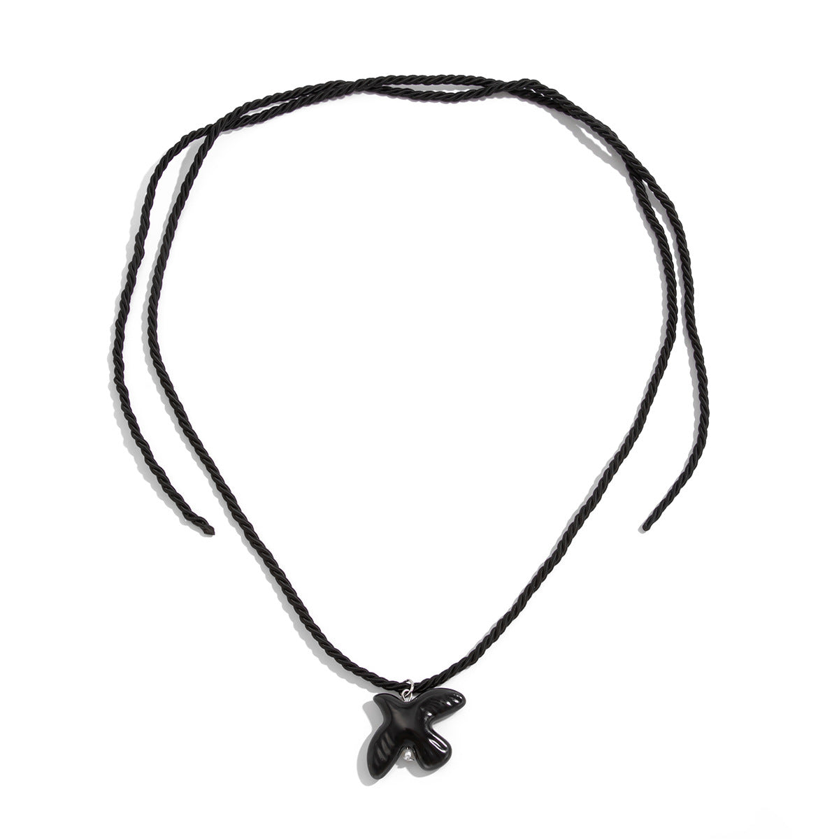 Minimalist Ceramic Peace Dove Long Pendant Necklace with Adjustable Tie Closure for Women