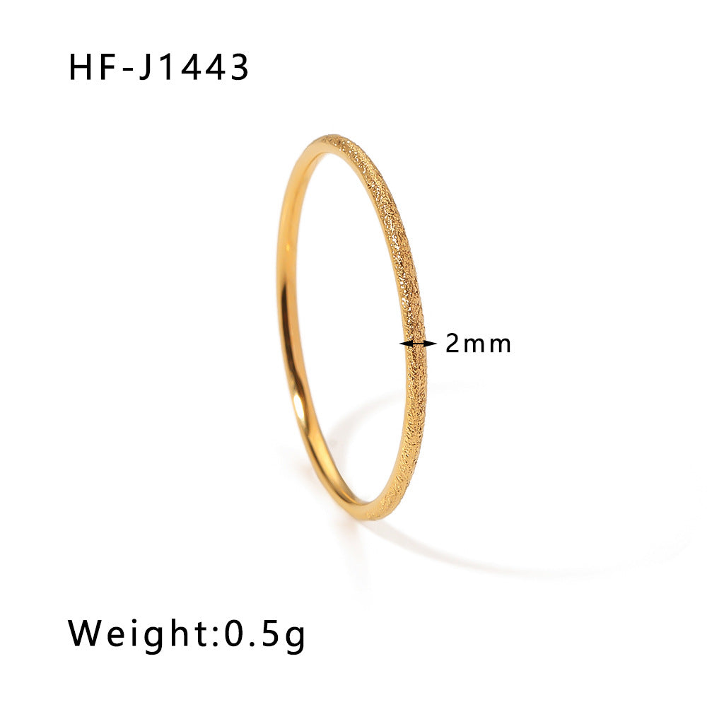Anello da donna alla moda minimalista geometrico rotondo opaco in acciaio inossidabile placcato oro 18 carati