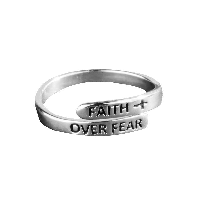 Minimalist Vintage Luxury Alloy Plated Cross Letter Open Ring Unisex Adjustable