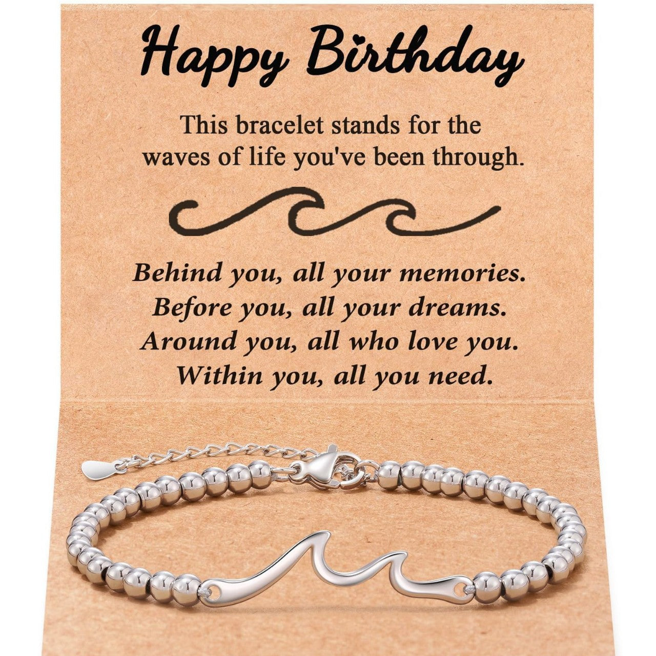 Personalized Wave Pattern Stainless Steel Bracelet Unisex Handmade Chain Bangle