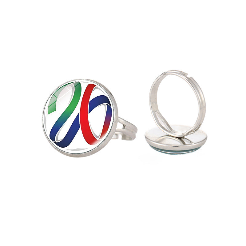 Anello sportivo geometrico in lega placcata, unisex, fascia regolabile