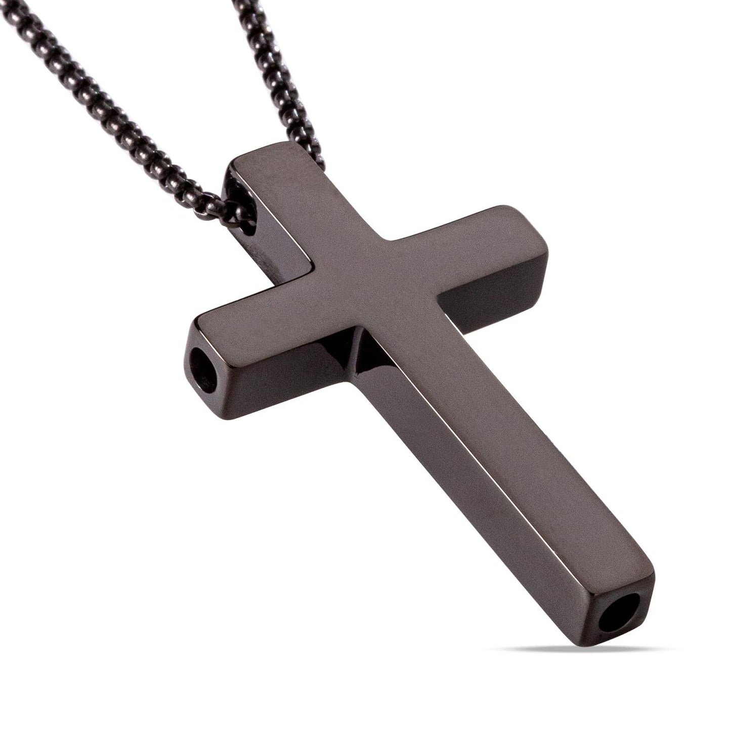 Stainless Steel Cross Pendant Necklace with Titanium Steel Charm for Aromatherapy Inhalation Stress Relief Mindfulness Breathing