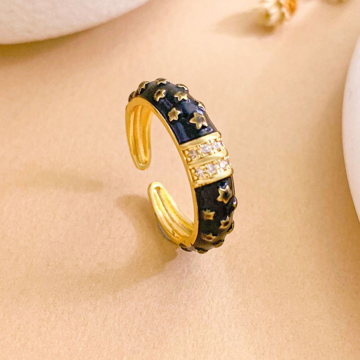 Sweet Minimalist Star Gold Plated Brass Ring for Women