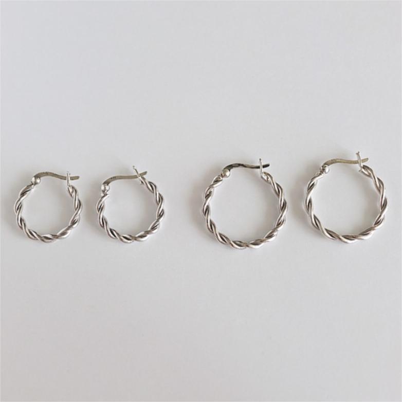 Minimalist Korean Style Twisted Wire Circle Earrings for Women in 925 Sterling Silver with Polished Finish
