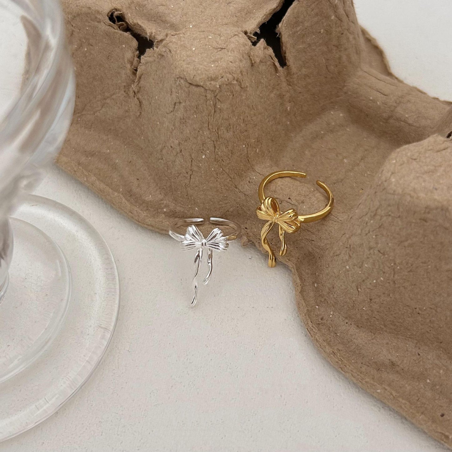 Minimalist Sweet 925 Sterling Silver Bow Ring for Women