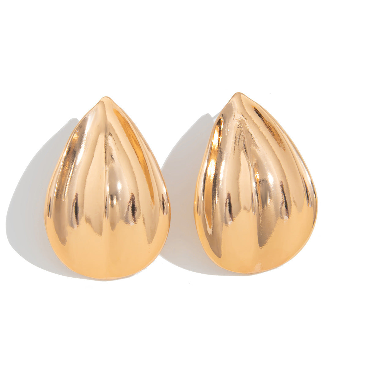 Pendientes Minimalistas Irregulares Geométricos Retorcidos con Forma de Gota de Aleación para Mujer con Acabado Galvanizado