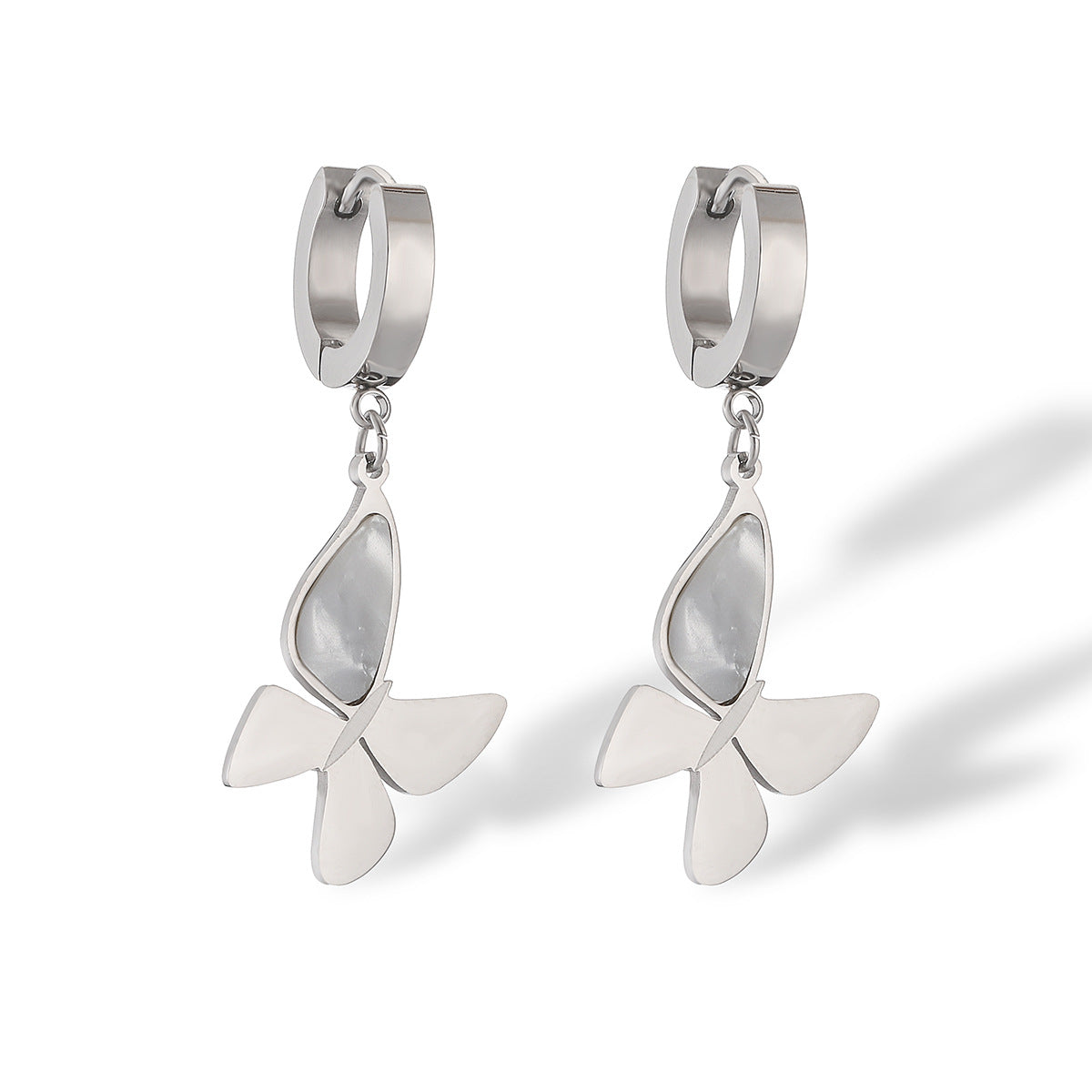 Minimalist Butterfly-Shaped Titanium Steel Earrings for Women with Real Gold Plating, Instagram-Style Fashion Accessory