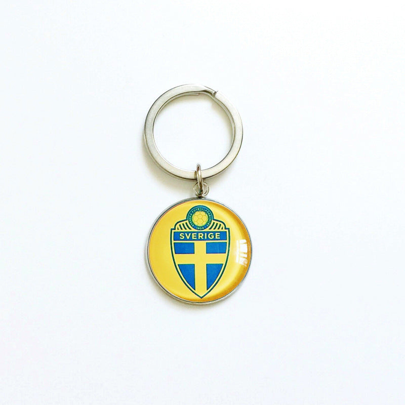 Sporty Round Stainless Steel Keychain National Football Team Souvenir Gift