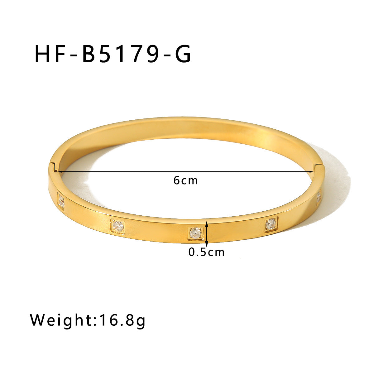 Minimalist Square Geometric Stainless Steel Cuff Bracelet with White Zircon Inlay for Women