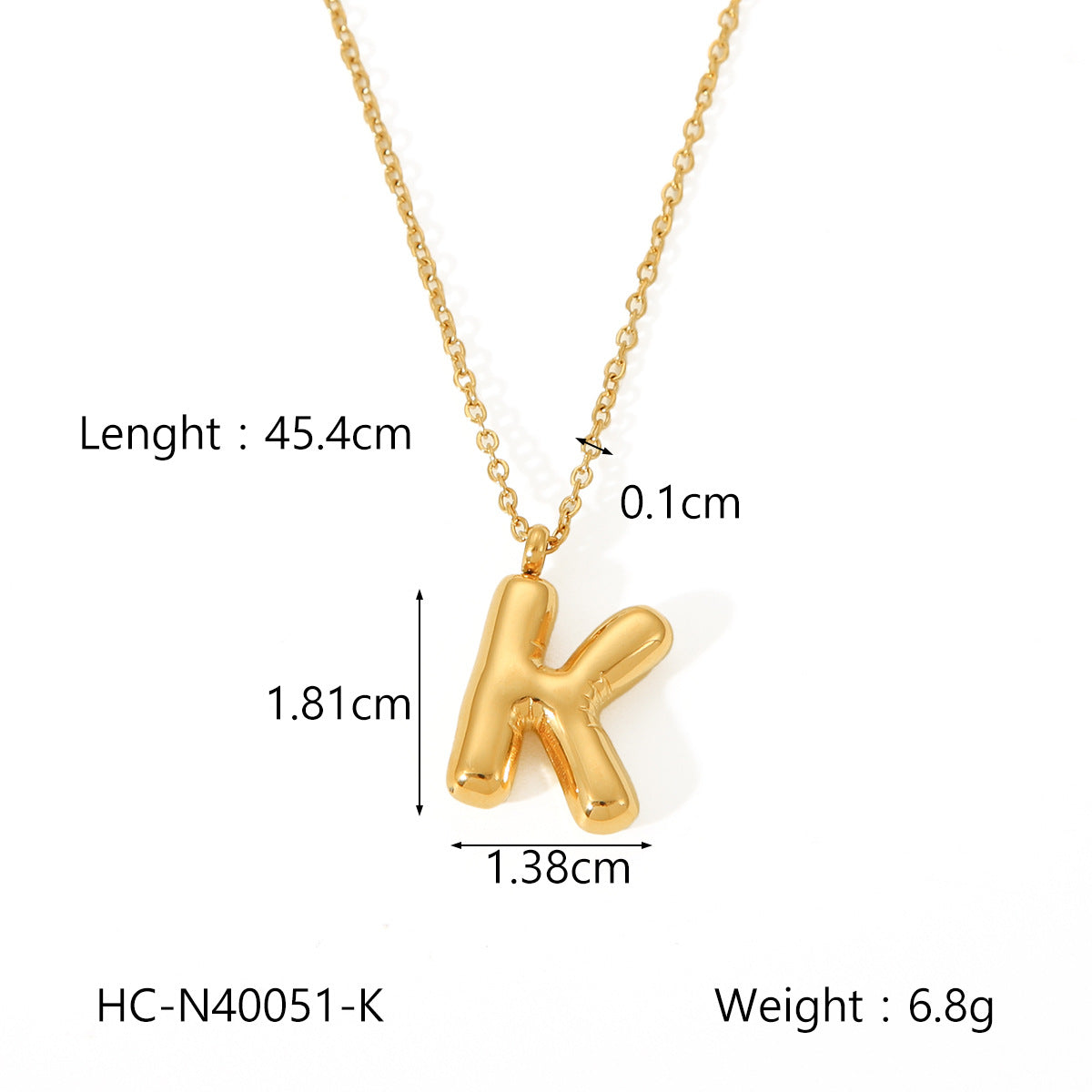 Collana con ciondolo a bolla in acciaio al titanio con finitura galvanica per donna, catena in acciaio inossidabile con ciondolo minimalista alla moda con alfabeto