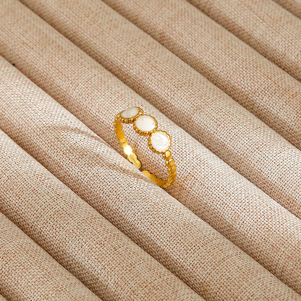 Minimalist Geometric Flower-Shaped Titanium Steel Ring with Plating Finish for Women, Adjustable Open Band Fashion Ring
