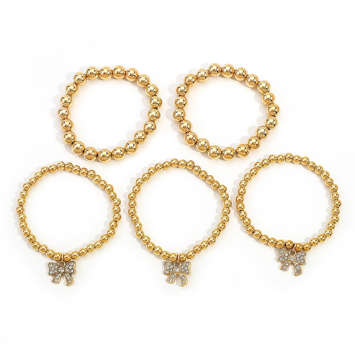 Butterfly-Shaped Rhinestone-Inlaid Alloy Bracelet Set for Women with Plated Finish