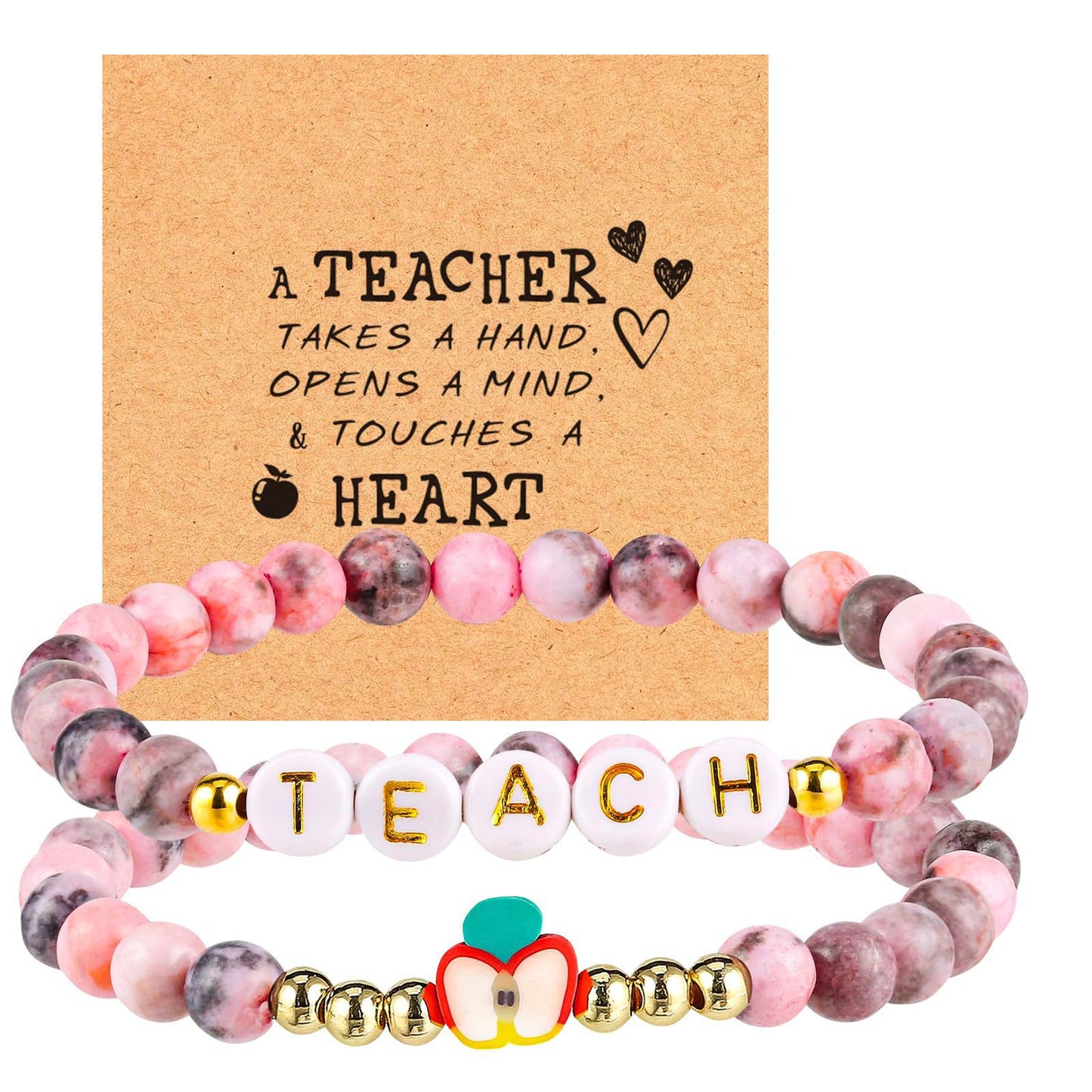Minimalist Natural Stone Letter Geometric Charm Bar Bracelet Unisex Handmade Gift