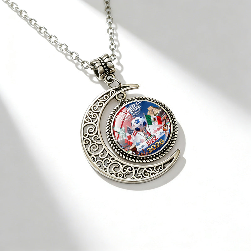 Sporty Geometric Alloy Plated Necklace with Crystal Pendant Unisex Cable Chain