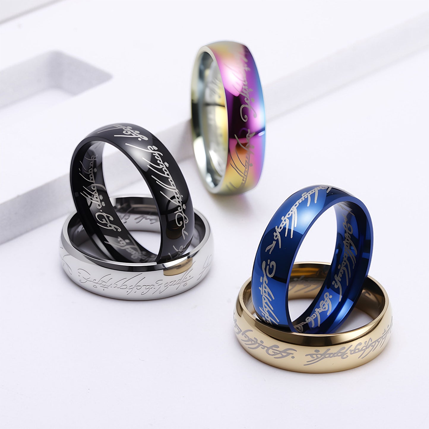 Vintage Stainless Steel Plated Letter Number Ring Unisex