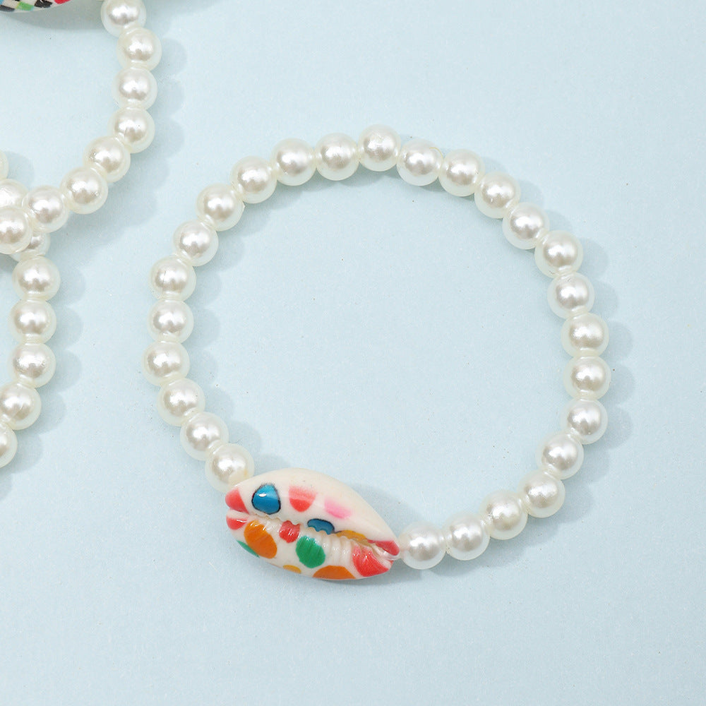 Pulsera geométrica minimalista con perlas de resina y conchas de colores para niñas de 6 a 10 años