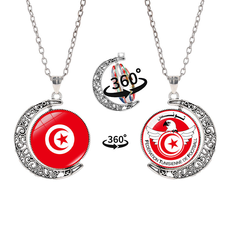 Collana a pendente a mezzaluna geometrica sportiva in lega con finitura galvanizzata per abbigliamento casual unisex