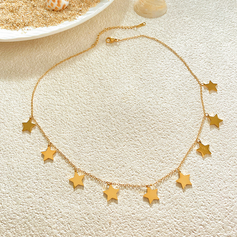 Gold Plated Titanium Steel Star Necklace