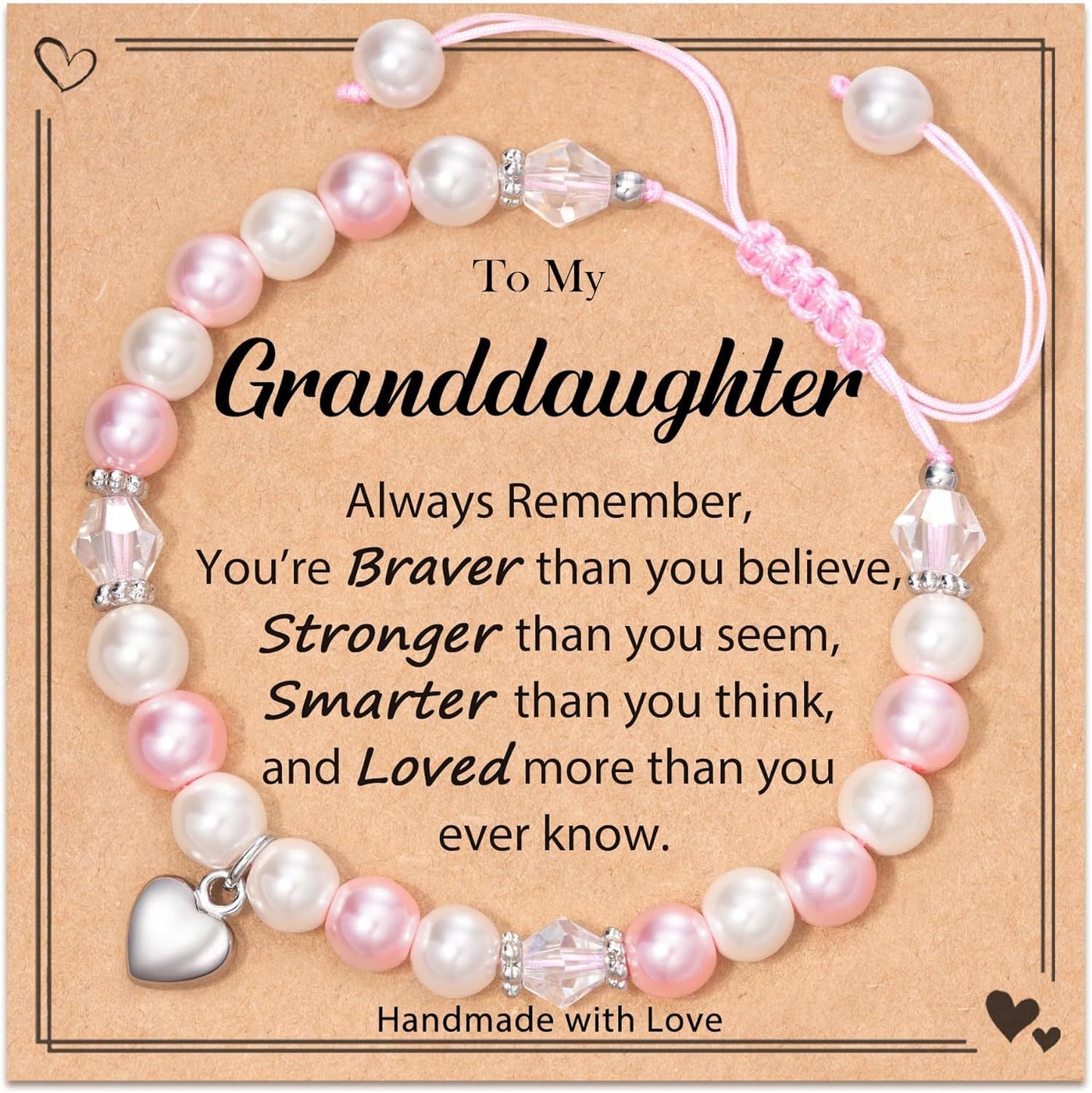 Sweet Heart Imitation Pearl Crystal Woven Bracelet for Women