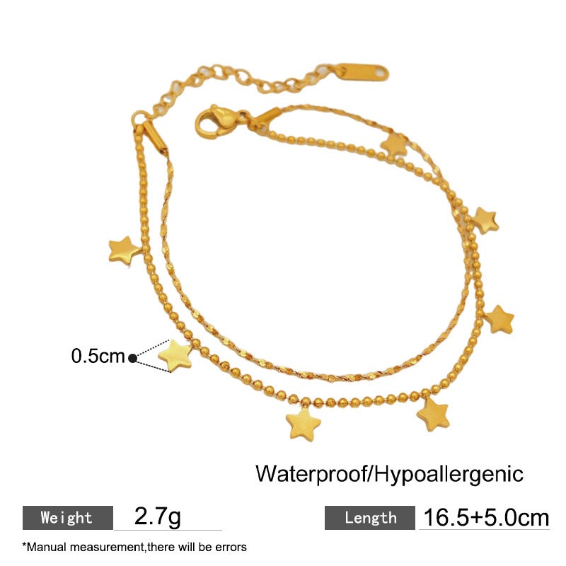 Minimalist Sweet Double Layer Star Titanium Steel Plated Bracelet