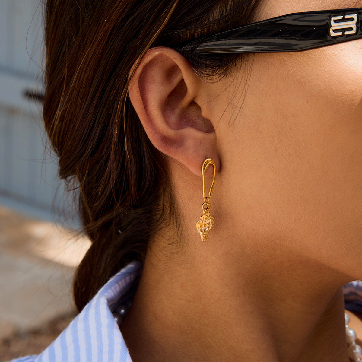 18K Gold Plated Geometric Stainless Steel Earrings for Women