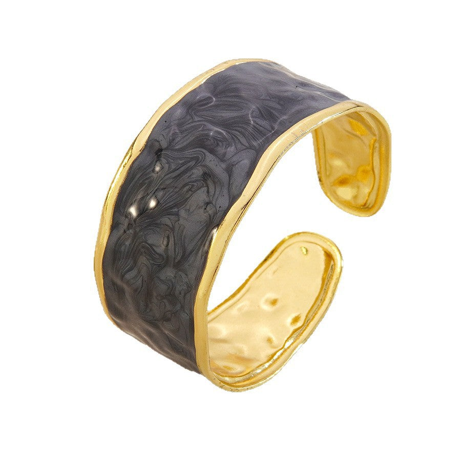 Casual Geometric Drip Oil Stainless Steel Open Cuff Bracelet
