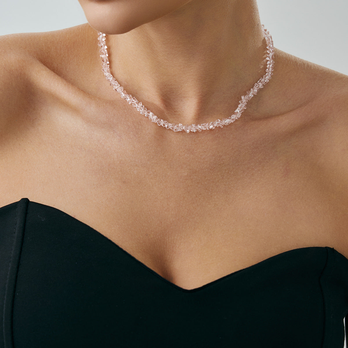 Collar Gargantilla de Cristal Geométrico Irregular Minimalista Vintage para Mujer con Acabado Artesanal
