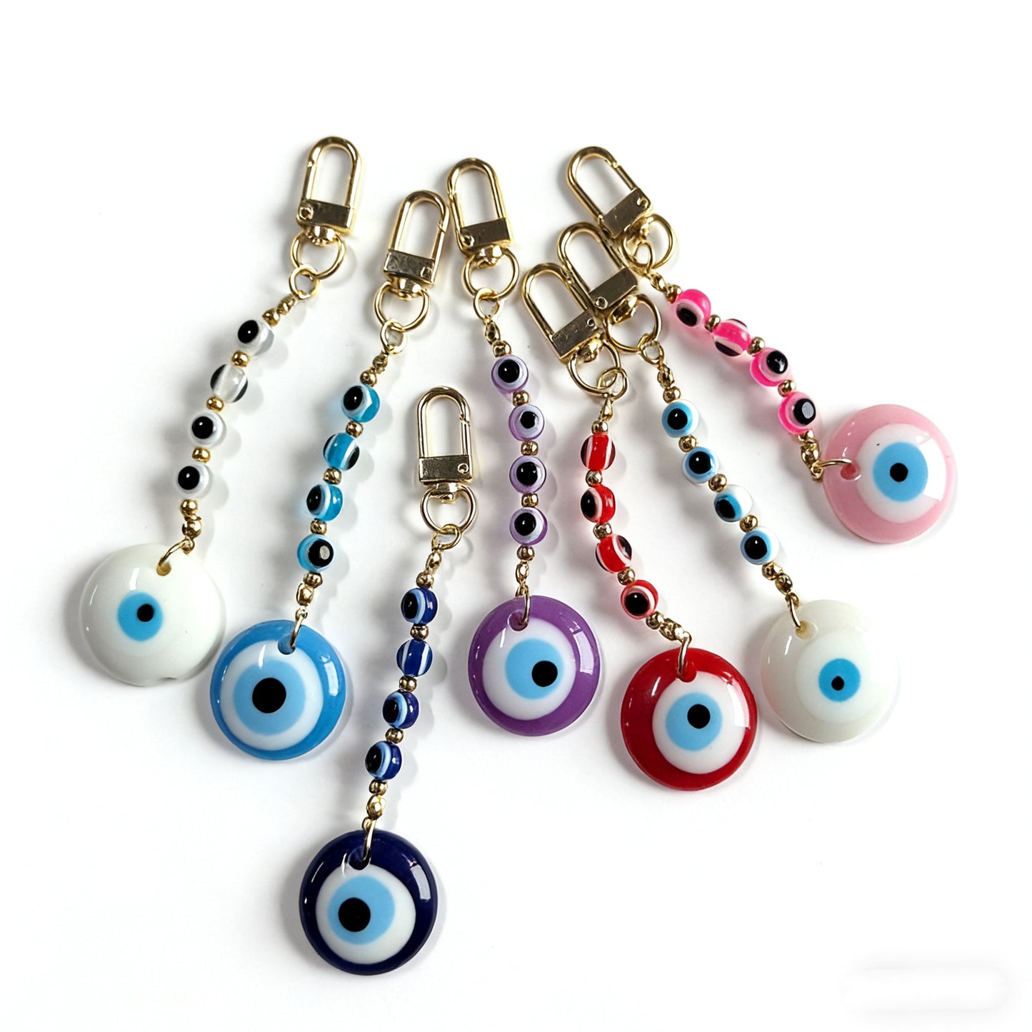 Ethnic Vintage Geometric Round Resin Evil Eye Pendant Keychain Charm