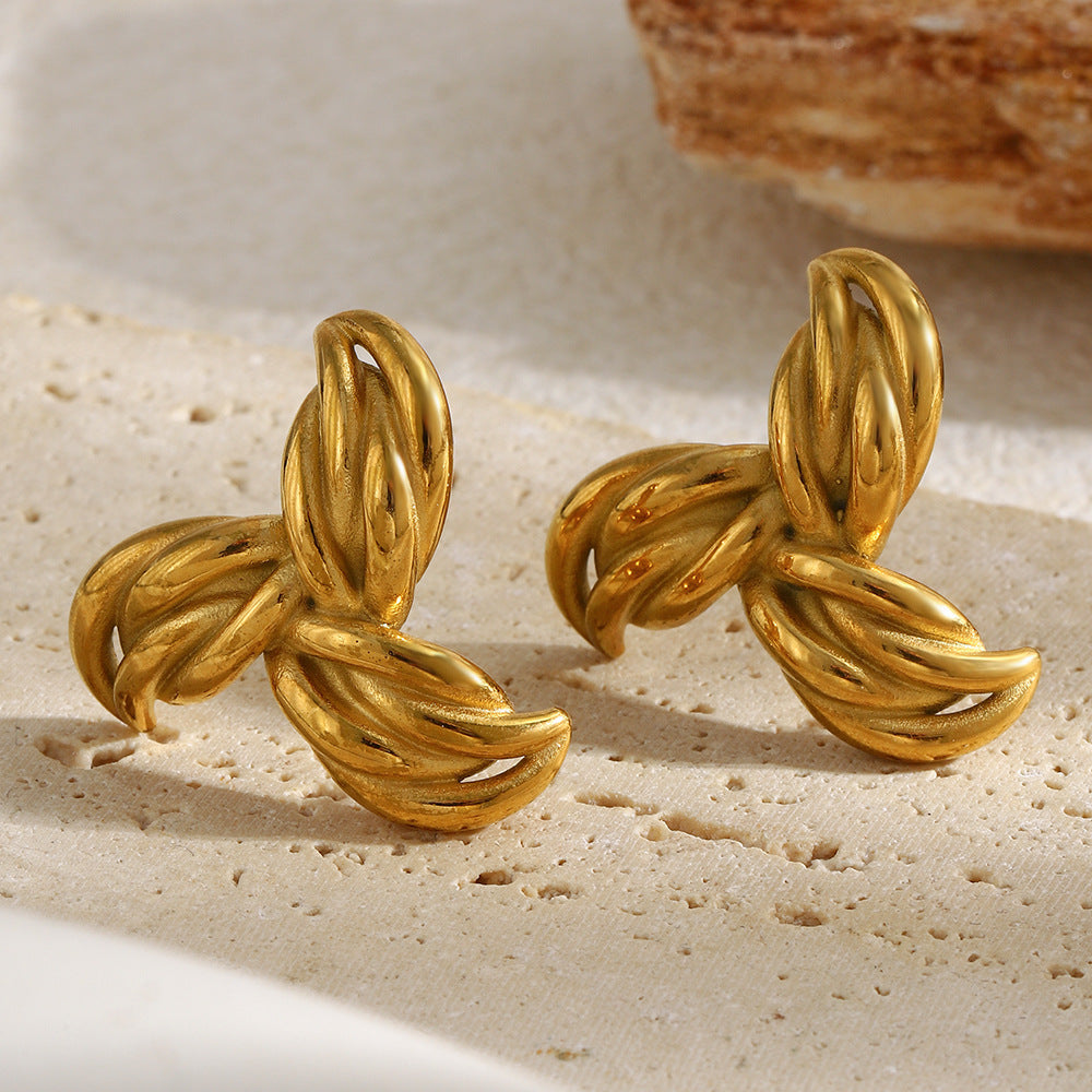 Unique Geometric Stainless Steel Gold Plated Asymmetric Earrings for Women